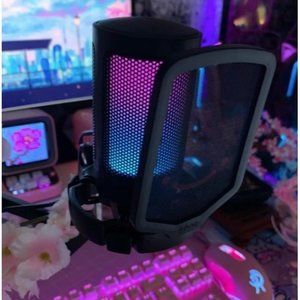 Gaming PC USB Microphone, Podcast Condenser Mic with Boom Arm, Pop Filter